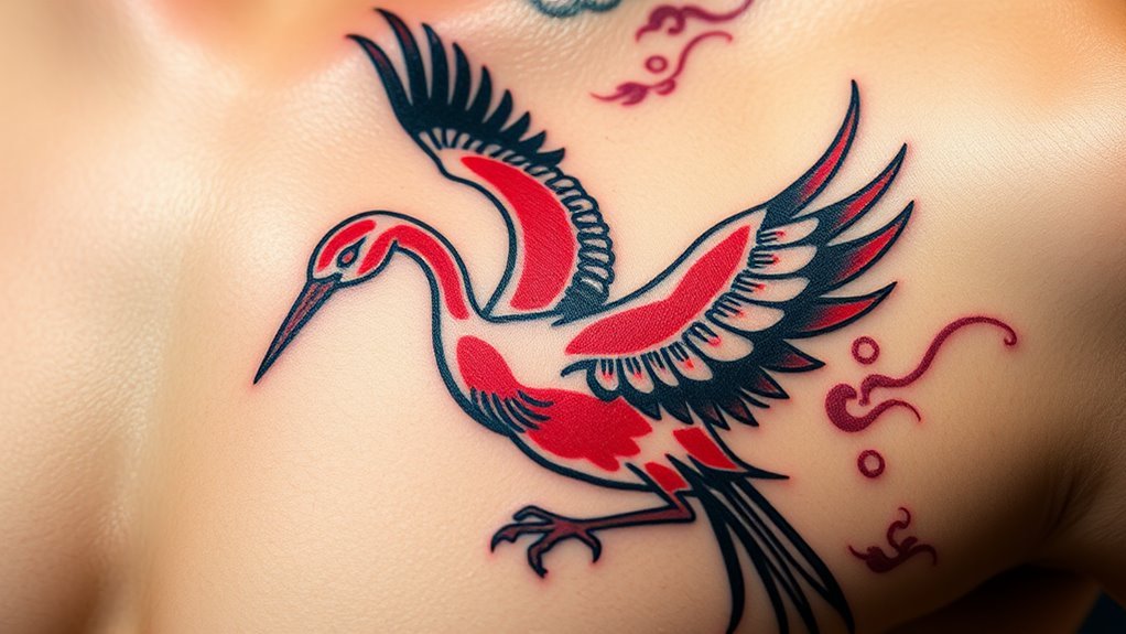 crane tattoo represents longevity